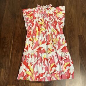 CROSBY by Mollie Burch - Adorable Multicolor Ruffled Flock Midi Dress Size Small